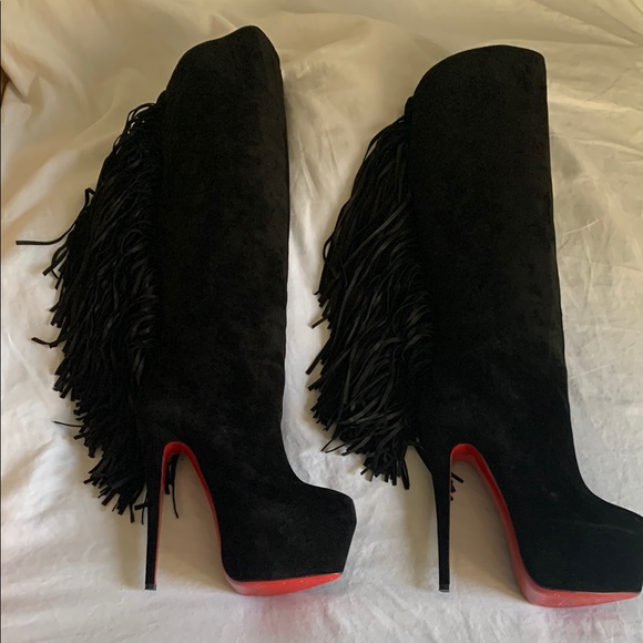 Christian Louboutin Black Fringe Boots - Picture 3 of 16